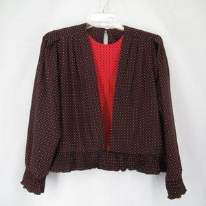 KORET Black & Red Dotted Ruffle Hem Blouse